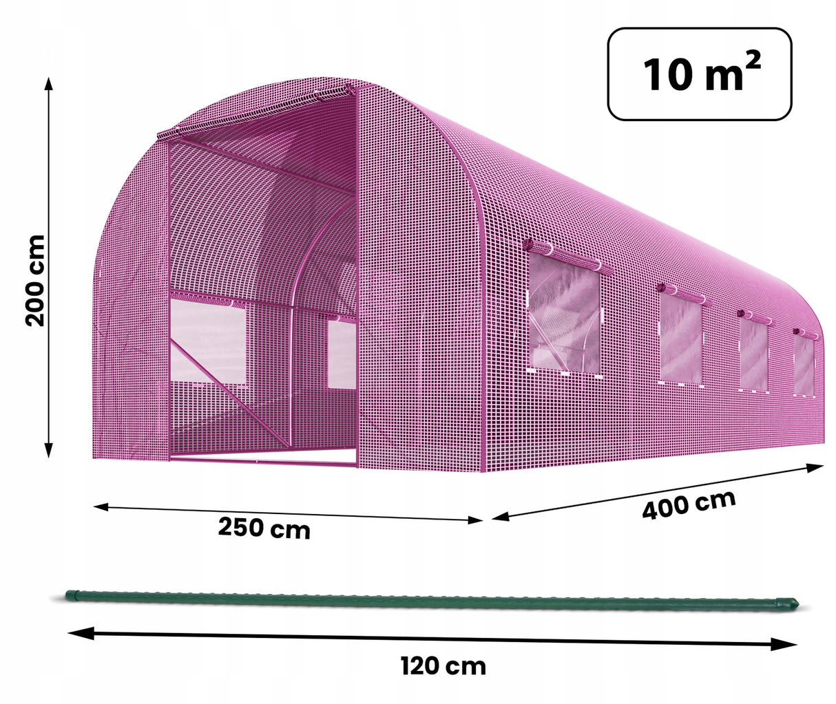 Tunel Foliowy Ogrodowy Folia Tyczki 2,5x4m Różowy 10m2 Szklarnia Ogrodowa