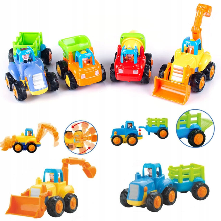 Auta Pojazdy Budowlane Rolnicze Koparka Traktor Autko Wywrotka 4SZT Zestaw