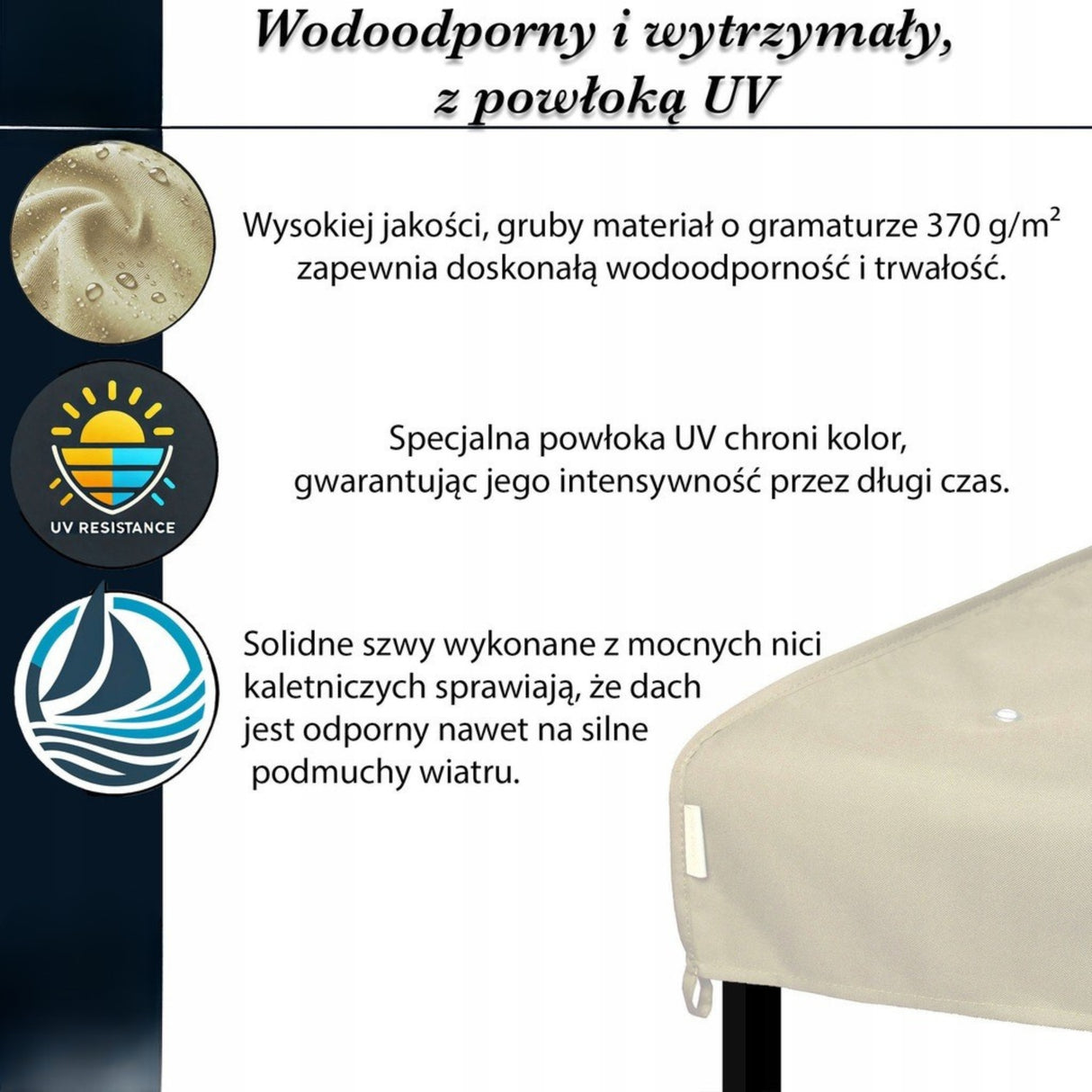 Dach Pawilon Poszycie M5 Beżowy 4x3m z Kominem do Cyrkulacji Wodoodporny