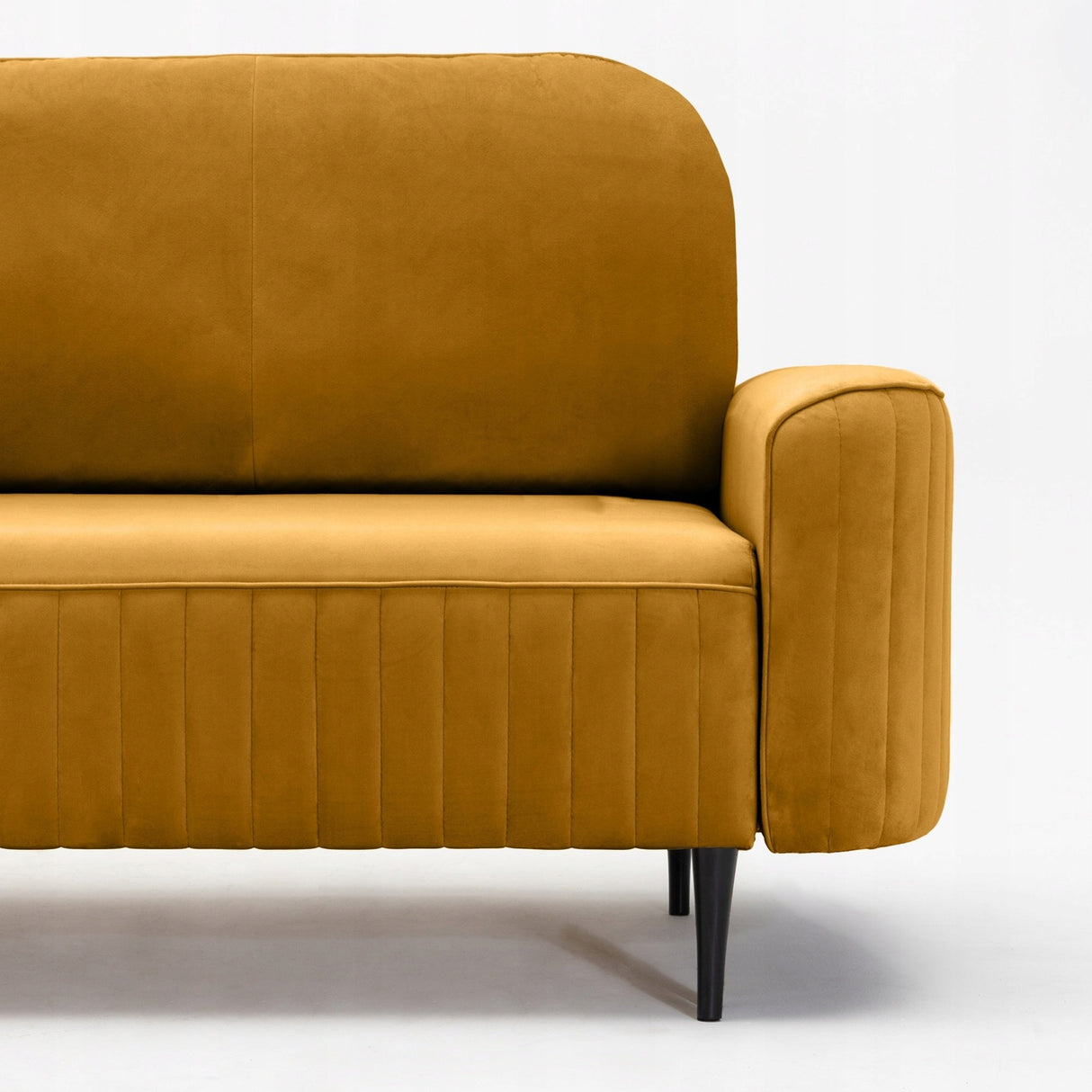 Sofa Rozkładana z Pojemnikiem na Pościel Welurowa Salonowa Żółta 244x102cm