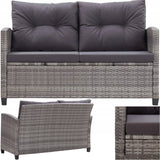 Sofa Ogrodowa Dwuosobowa z Poduszkami Szara Rattan PE 124x74x78 cm