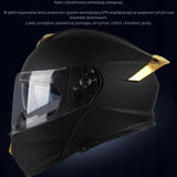Kask Motocyklowy Szczękowy Czarny Podwójnie Przeciwsłoneczny Rozmiar L