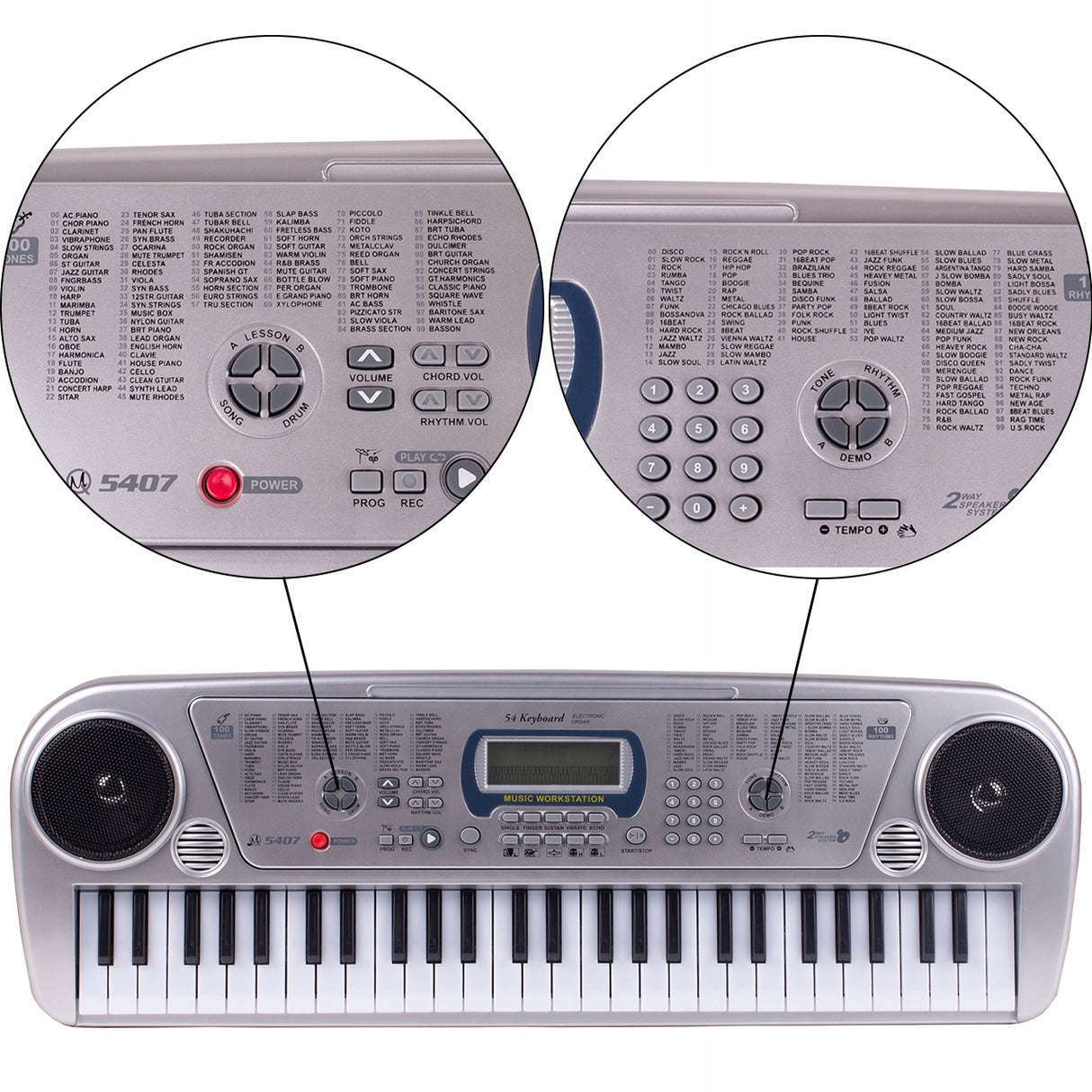 Keyboard Pianinko z Mikrofonem Organy 54 Klawisze do Grania Wyświetlacz Led