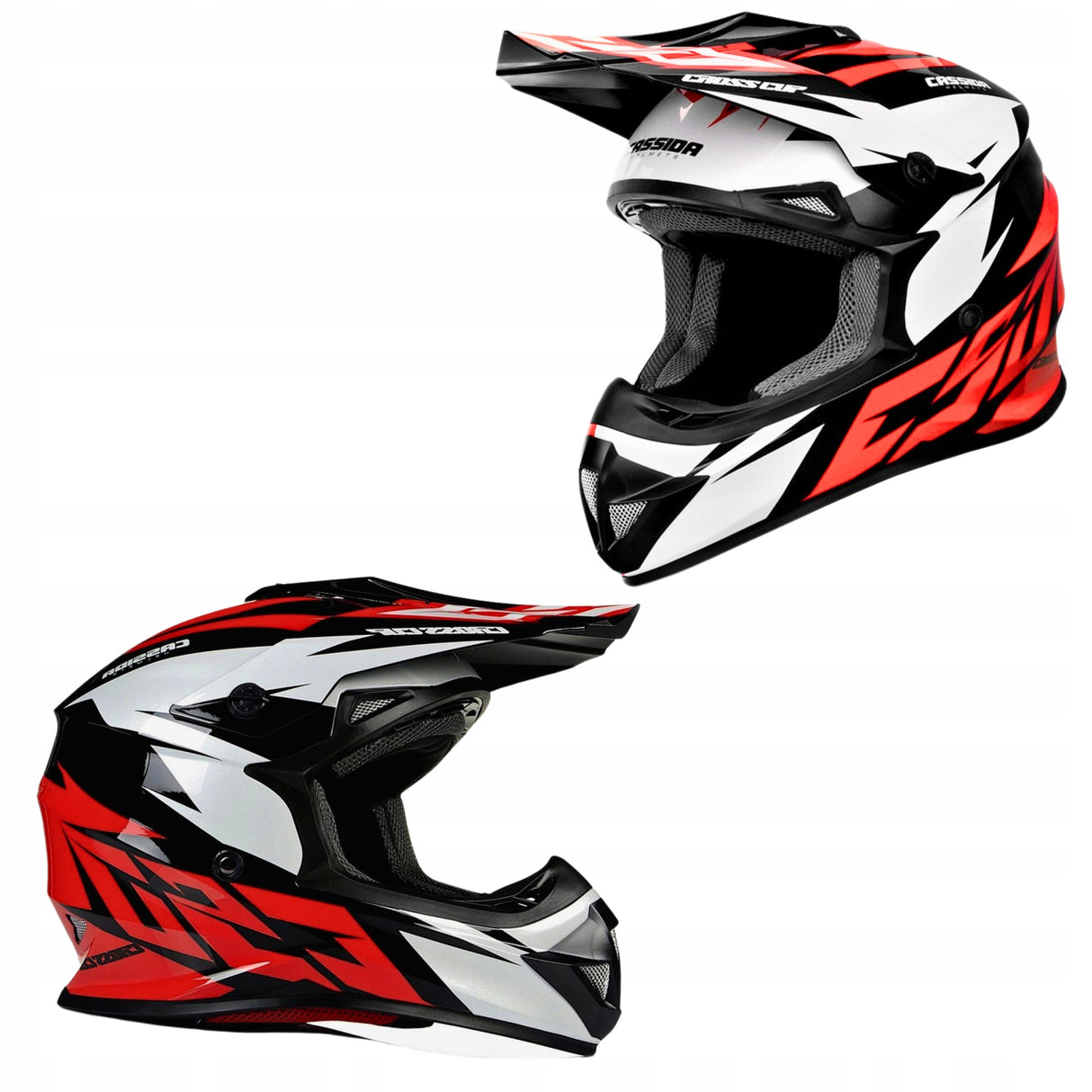 Kask Motocyklowy Cross Cup/Two + Gogle, Kominiarka, Czerwony XL