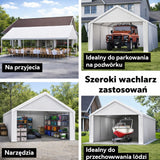 Namiot Garażowy Wodoszczelny Polietylenowy Odporny na Rozerwanie Biały 4x8m