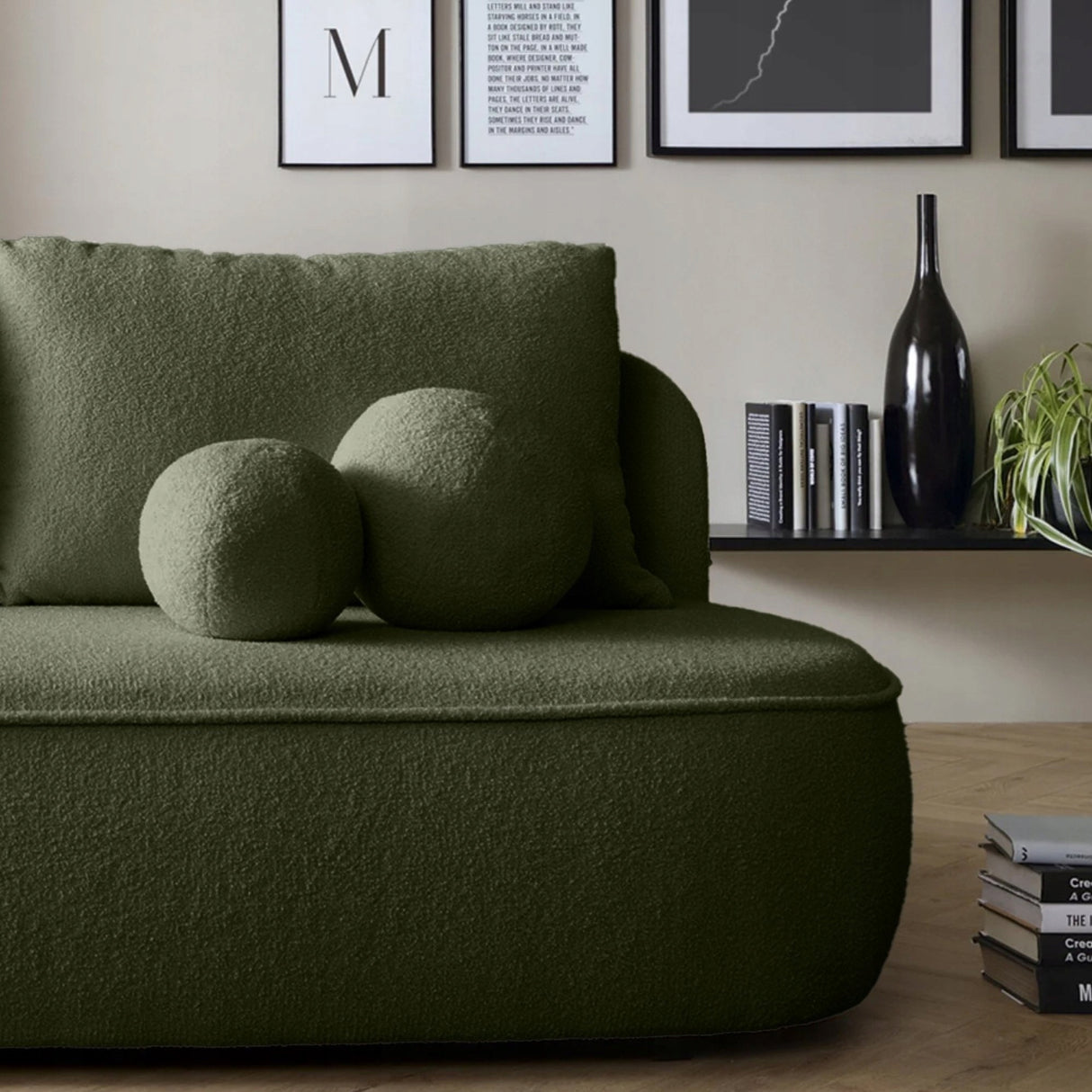 Sofa Zaokrąglony Kształt z Funkcją Spania Pojemnikiem Ciemnozielona 212x100