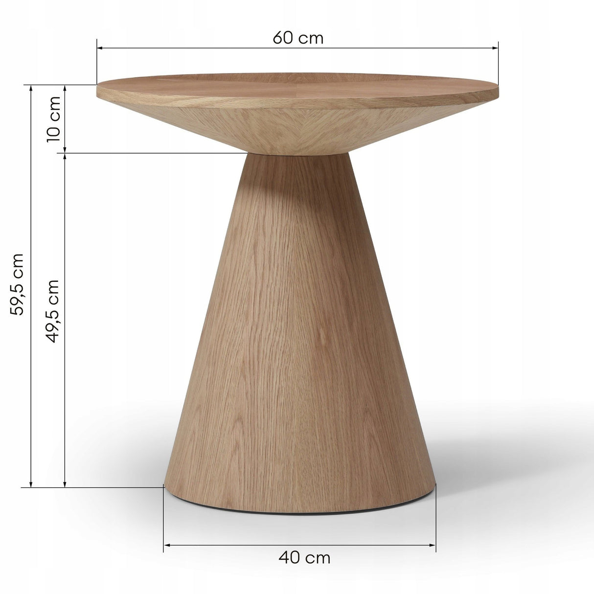 Stolik Boczny Okrągły Kształt Blatu Fornir Dąb Naturalny Funkcjonalny 60 cm