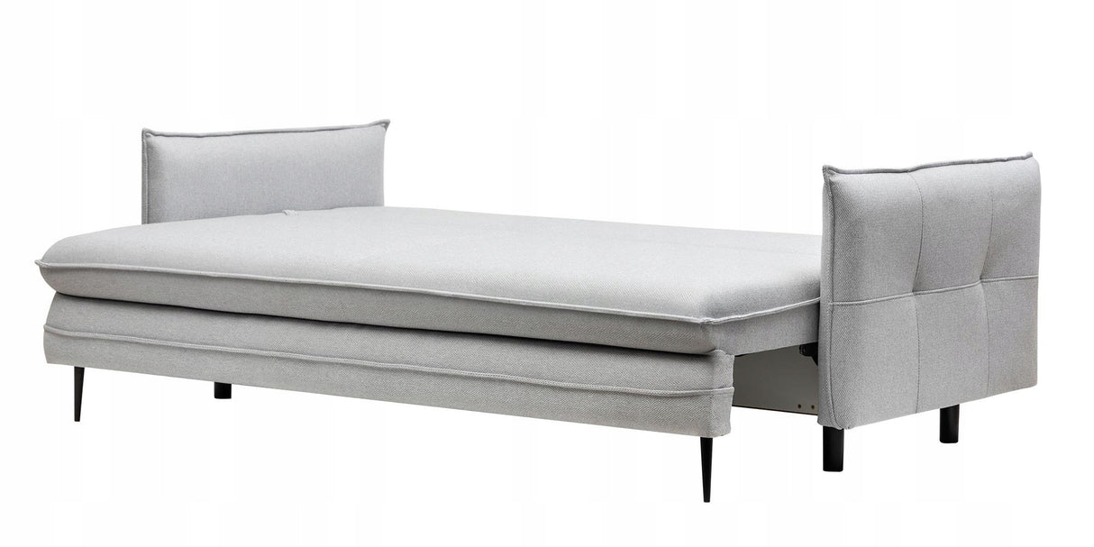 Sofa Rozkładana z Funkcją Spania i Pojemnikiem Szara 218 x 105 cm Tkanina