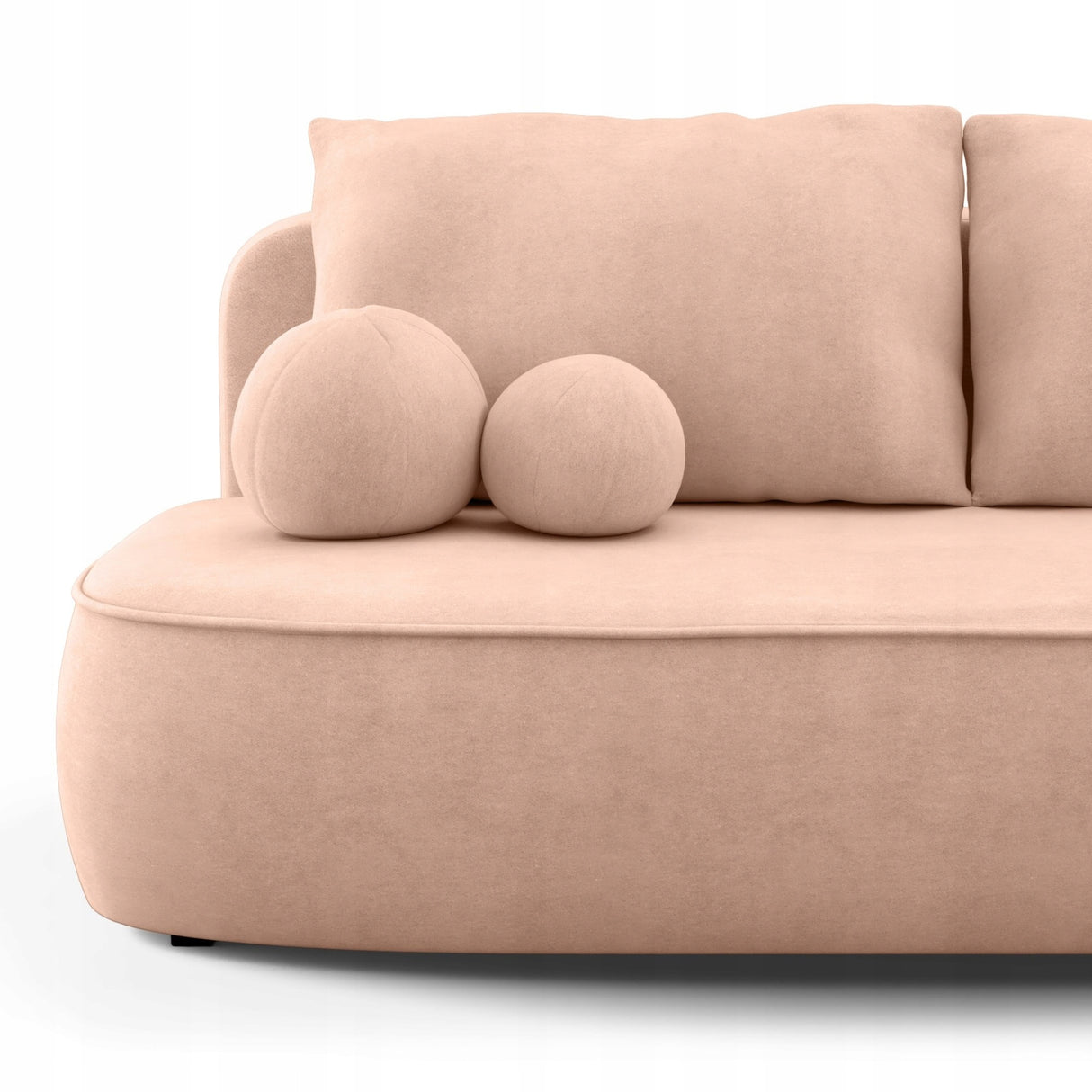 Sofa Zaokrąglony Kształt z Funkcją Spania Pojemnikiem Brzoskwiniowa 212x100