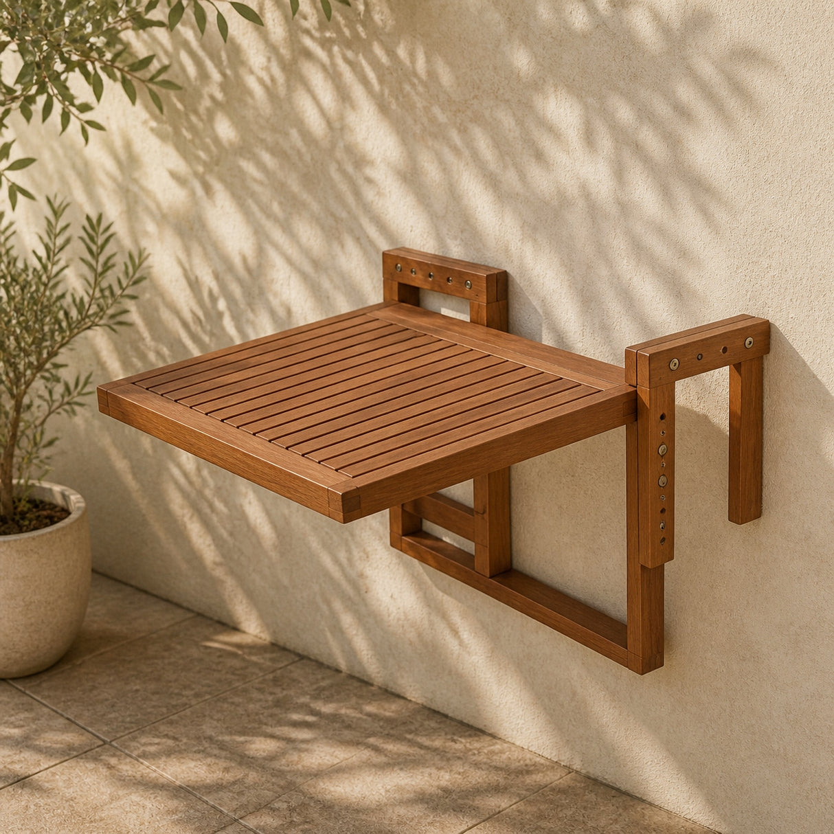 Stolik Balkonowy Wiszący Barkeley 985089 64x65x44/52cm Brązowy Eukaliptus