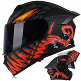 Kask Motocyklowy Szczękowy Czarny-Pomarańcz Podwójnie Przeciwsłoneczny XXL