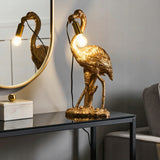 Lampa Złota Stołowa Flaming Złoty Elegancka Lampka Nocna w Kształt Flaminga