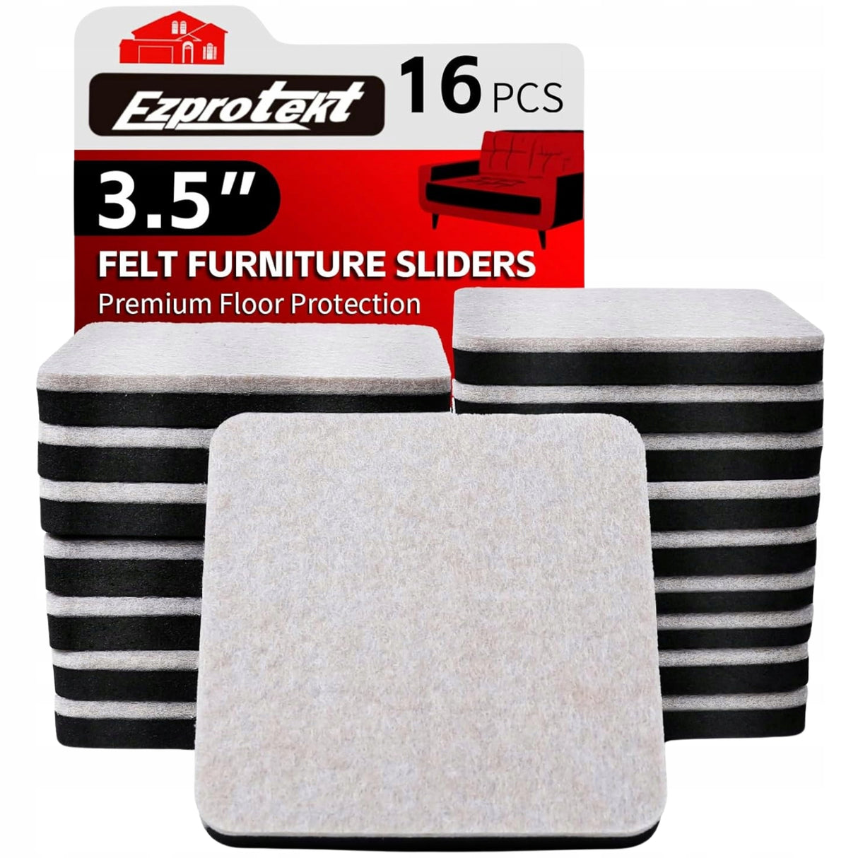Filcowe Suwaki Meblowe do Przenoszenia Ciężkich Mebli 16 Sztuk 8,9 x 8,9 cm