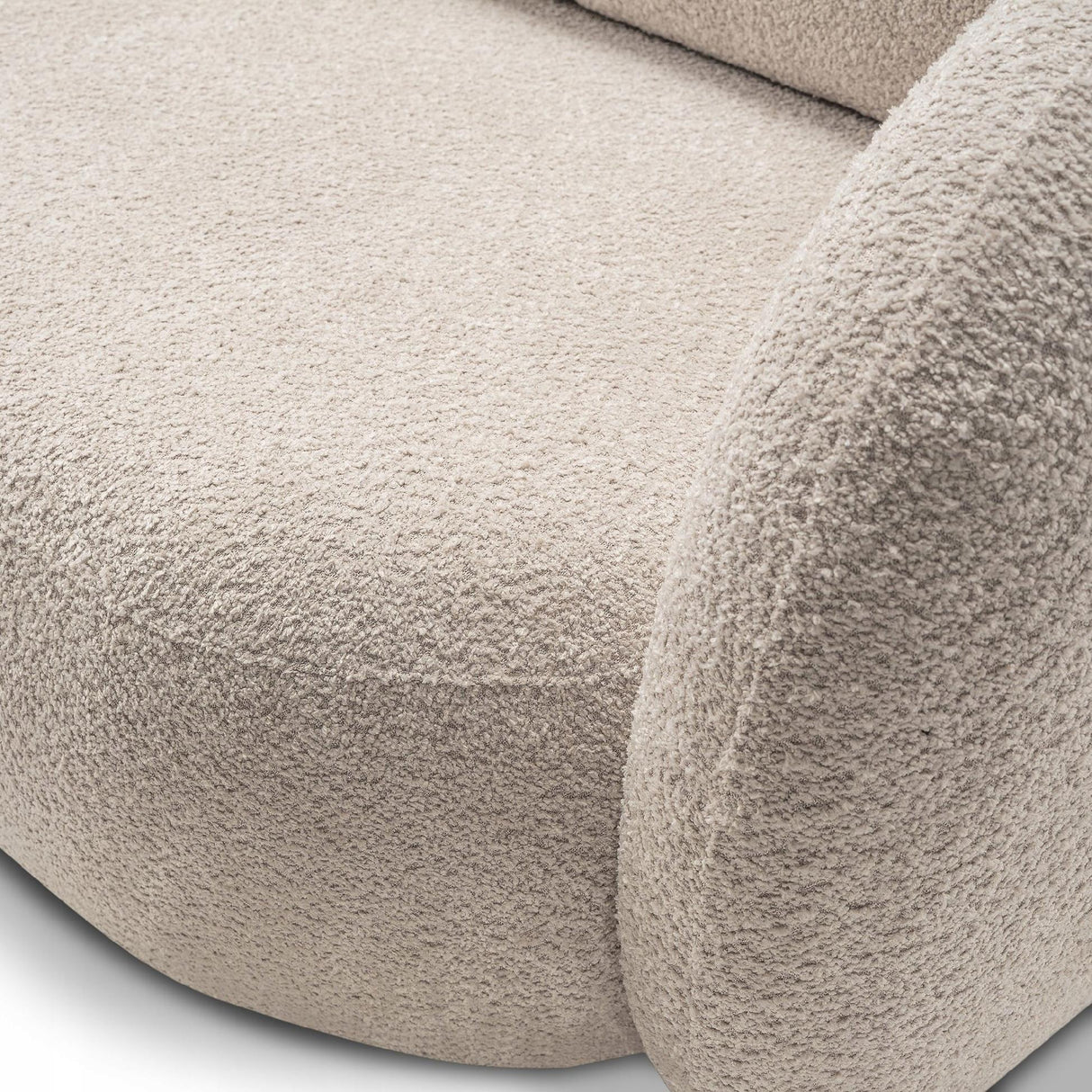 Sofa Rozkładana z Pojemnikiem na Pościel Obły Kształt Boucle Beżowa 238x101