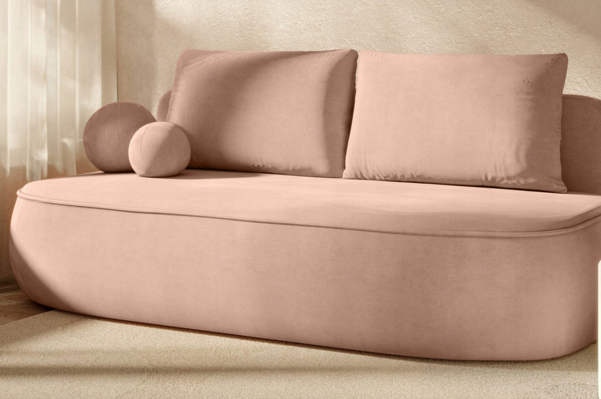 Sofa Zaokrąglony Kształt z Funkcją Spania Pojemnikiem Brzoskwiniowa 212x100