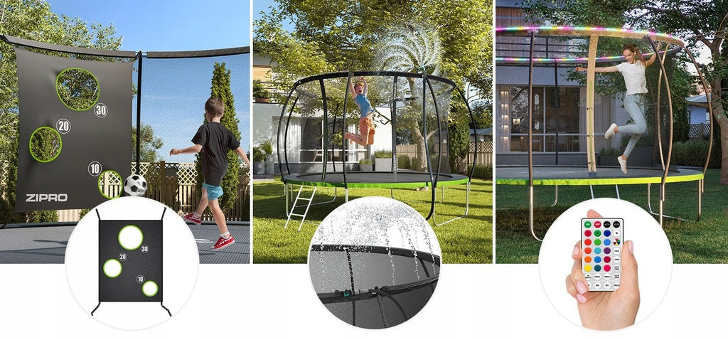 Trampolina ogrodowa z siatką wewnętrzną dla dzieci 304-312cm 10FT POVES