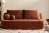 Sofa Zaokrąglony Kształt z Funkcją Spania Pojemnikiem Miedziana 212x100