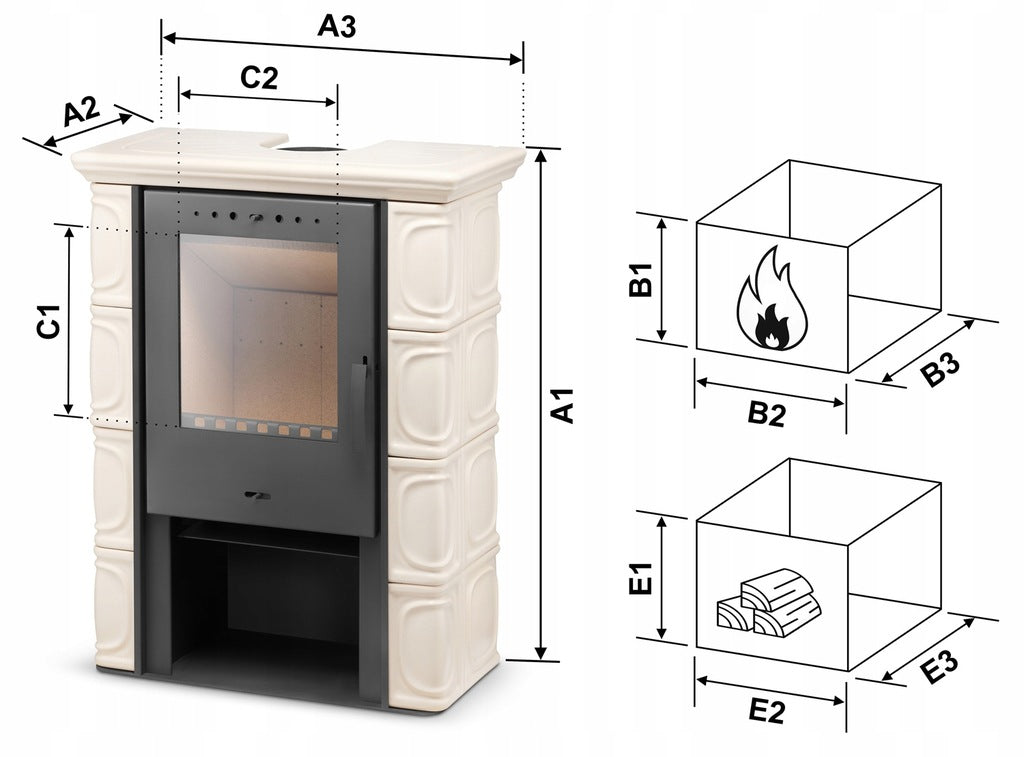 Kominek Kaflowy Piec Wkład 10 kW CAPPUCINO Kominkowy Wolnostojący Koza