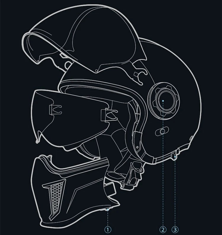 Kask Motocyklowy Szczękowy Wielokolorowy Pełna Twarz Modułowy Rozmiar 2XL