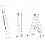 MOCNA DRABINA ALUMINIOWA 3x15 UNIWERSALNA 11,54 m do 150 kg Poves