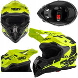 Kask Cross Enduro S Fluo Żółty MTB Quad Lekki Daszek Homologacja EU