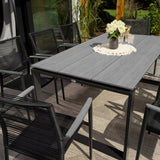 Duży Stół Ogrodowy z Blatem Polywood Aluminiowy 8 Osobowy 180cm Szary
