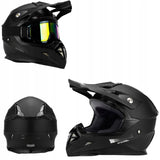 Kask Motocyklowy Cross Horn Enduro Quad Crossowy Czarny Matowy XS + Google