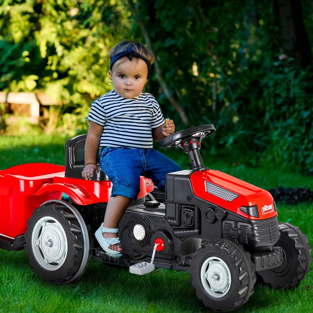 Duży Traktor na Pedały Przyczepa Jeździk dla Dziecka Czerwony TraktorekXXL