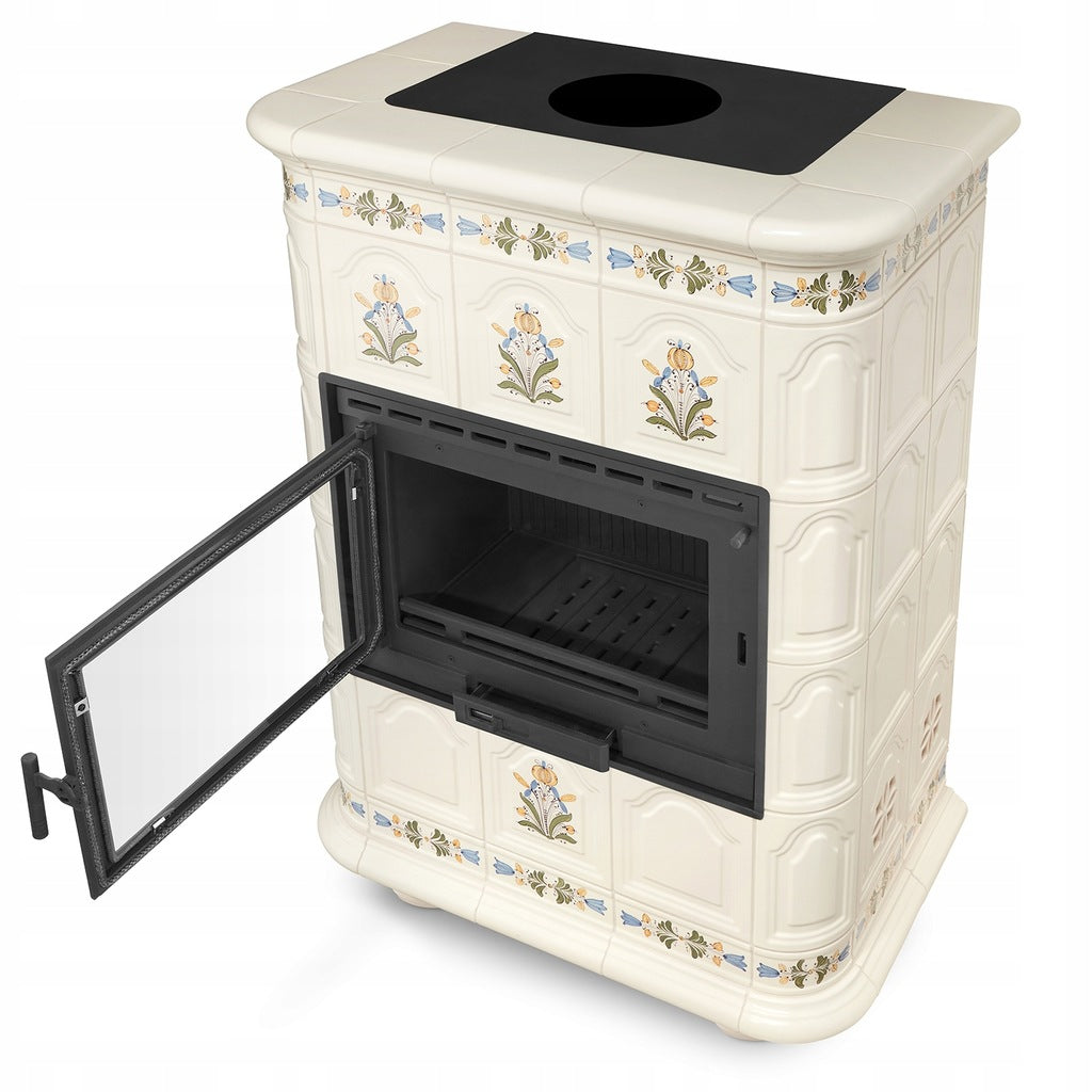 Piec Kominek Kaflowy Ceramiczny Koza 13kW Piecyk Beżowy Obudowa Kominkowa