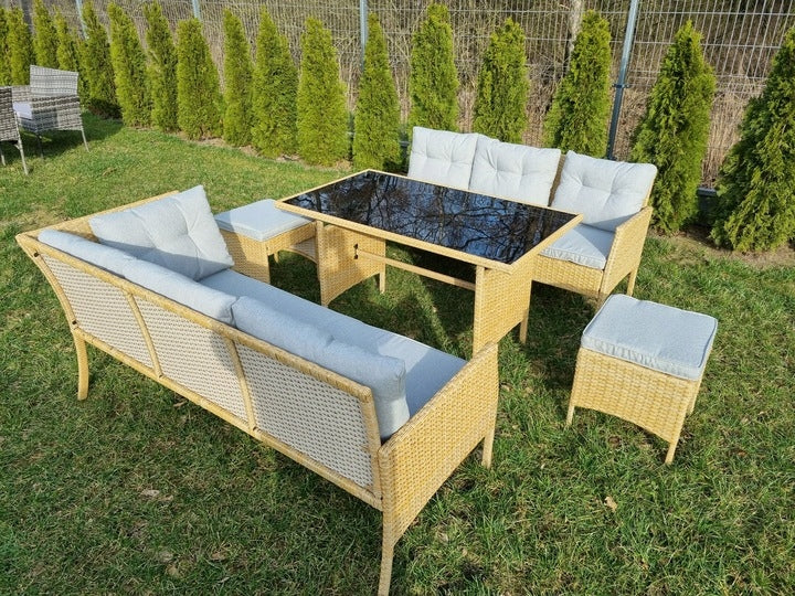 Zestaw Mebli Ogrodowych technorattan Garden beżowy 5 el. Komplet POVES