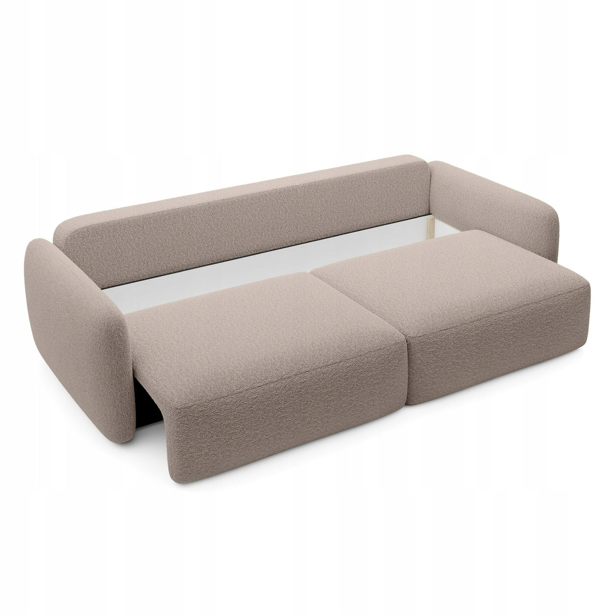Sofa Rozkładana z Funkcją Spania Pojemnikiem Beżowa 238x103cm Tkanina