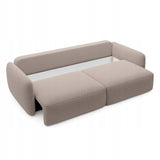 Sofa Rozkładana z Funkcją Spania Pojemnikiem Beżowa 238x103cm Tkanina