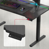 Biurko Gamingowe Elektryczne Regulowane Pilot RGB LED Karbon Czarne 140 cm