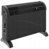 Grzejnik Elektryczny Termostat Konwektorowy 750W 1250W 2000W Czarny 3 Tryby