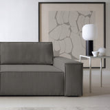 Sofa Rozkładana z Pojemnikiem na Pościel Sztruksowa Ciemnoszara 257x102cm