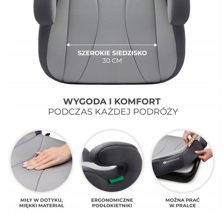 Fotelik Samochodowy Podstawka Samochodowa dla Dziecka Boost Szary 36kg kk