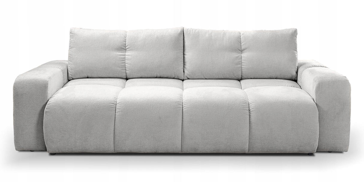 Sofa z Funkcją Spania Pojemnikiem Jasnoszara Tkanina Perfect Harmony