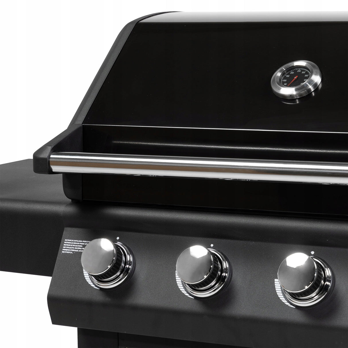 Grill Gazowy Ogrodowy z Kuchenką Boczną Żeliwny + Pokrowiec 17 kW Czarny