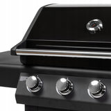 Grill Gazowy Ogrodowy z Kuchenką Boczną Żeliwny + Pokrowiec 17 kW Czarny