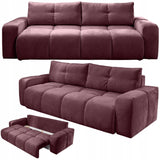 Sofa z Funkcją Spania i Pojemnikiem Burgundowa Tkanina Perfect Harmony 59