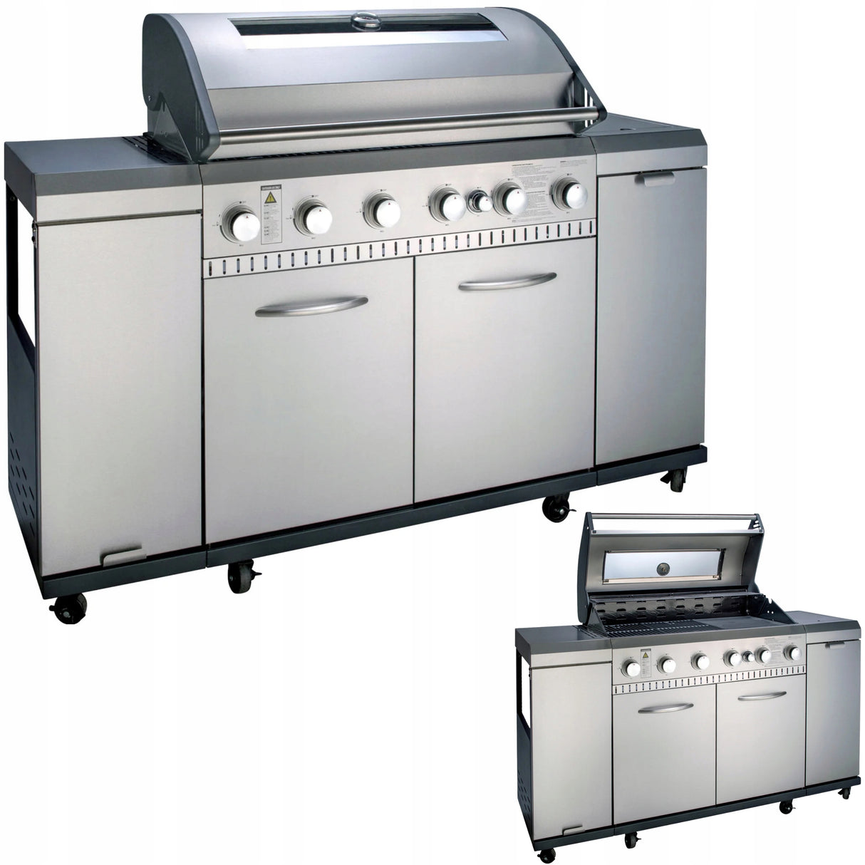 Grill Gazowy Stal Szlachetna Kuchnia Gazowa 6+1 Palnikowa 24,0 kW Żeliwo