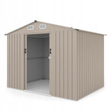 Domek Ogrodowy z Dwuspadowym Dachem Metalowy Beżowy 240x180cm 4,37m² POVES