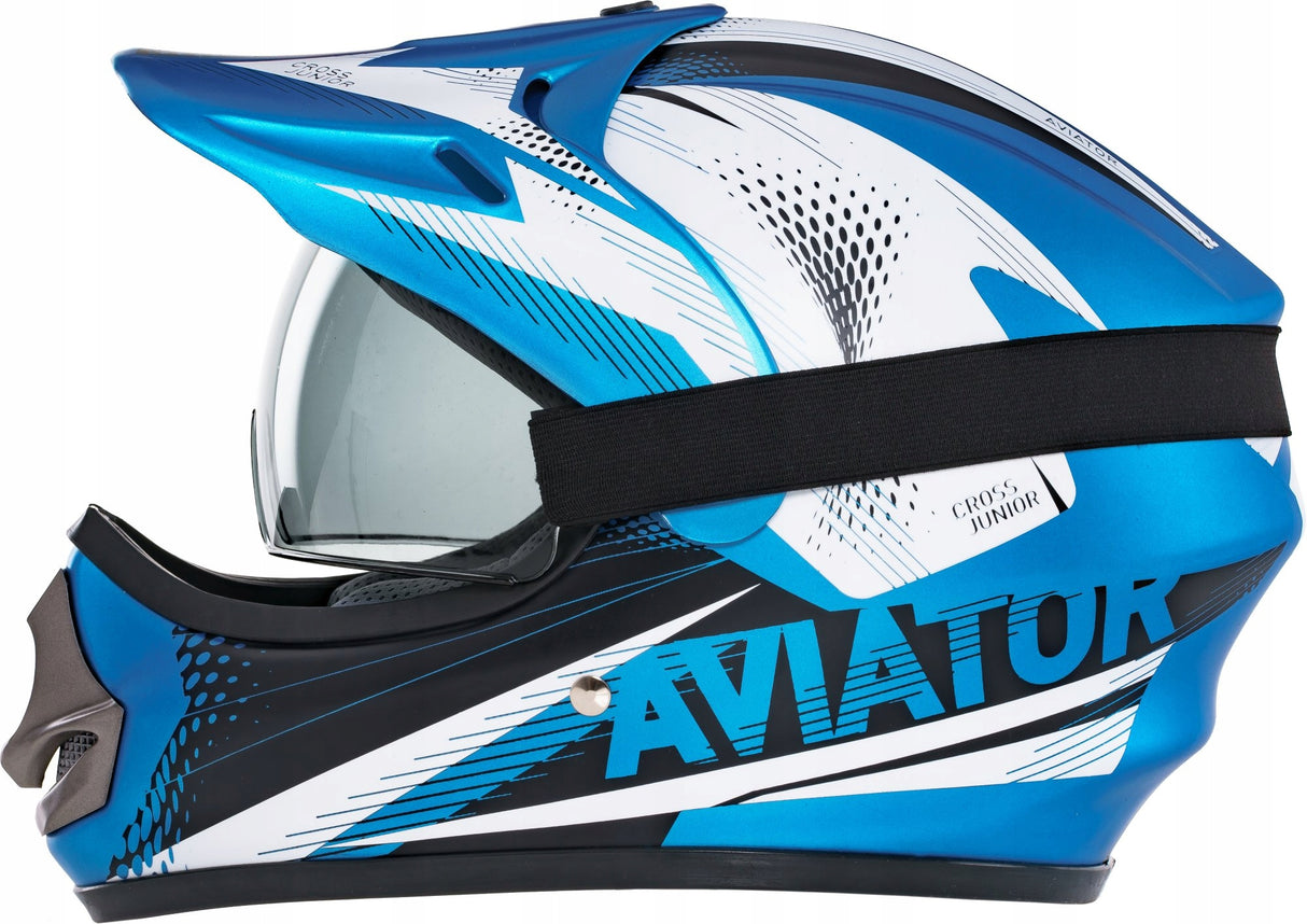 Kask Motocyklowy Crossowy Enduro na Quad Skuter Motor Niebieski XL