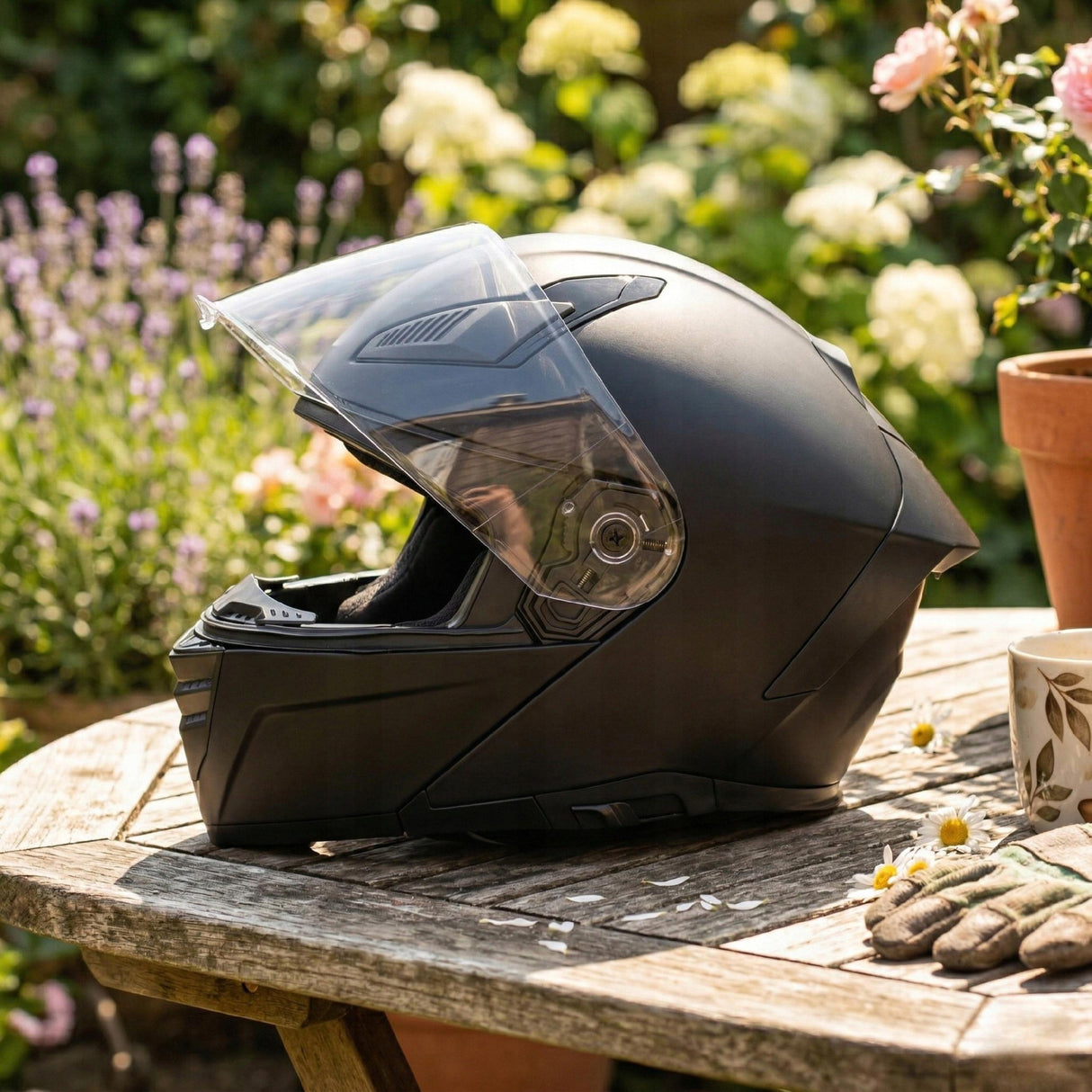 Kask Szczękowy Motocyklowy pod Interkom Blenda Czarny Mat 60cm Rozmiar XL