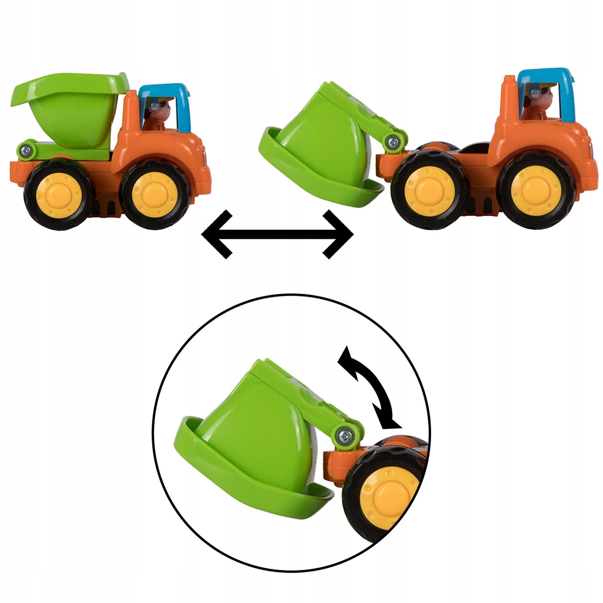 Auta Pojazdy Budowlane Rolnicze Koparka Traktor Autko Wywrotka 4SZT Zestaw