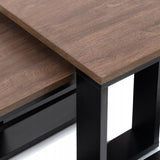 Zestaw 2 Stoliki Kawowe Loft Retro Dąb Brown Craft Kwadrat 2 Poziomy 60x60