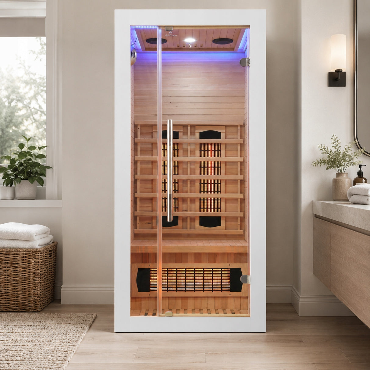 Sauna Jednoosobowa Infrared na 1 Osobę Domowe Spa Aurora Heat Biała