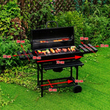 GRILL OGRODOWY WĘGLOWY Z POKRYWĄ I PÓŁKAMI VL09 CZARNY 76 x 40 cm