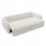 Sofa Rozkładana z Funkcją Spania Pojemnikiem Kremowa 238x103cm Tkanina