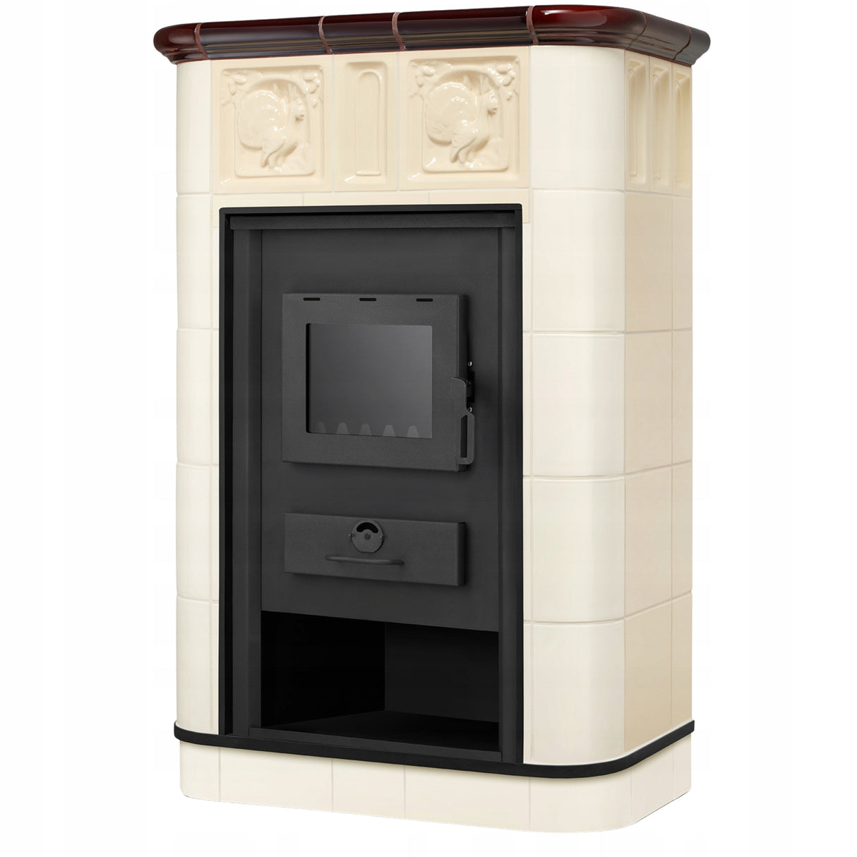 Kominek Kaflowy Piec Koza Ceramiczny Komin Piecyk Beżowy 9kW
